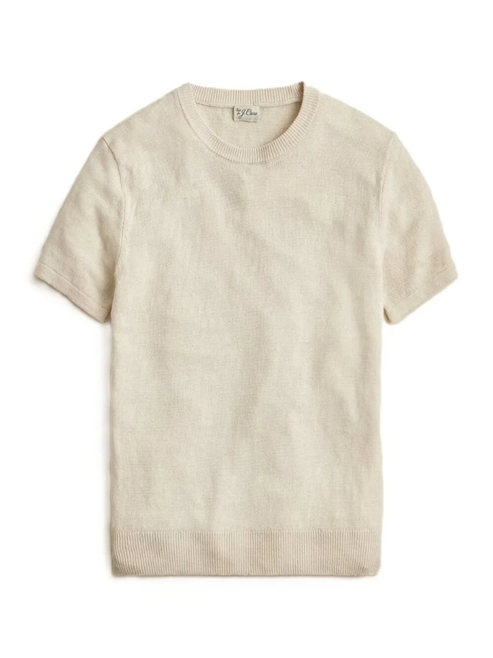 NWT-XL-J.Crew Short-sleeve linen sweater-HTHR PARCHMENT